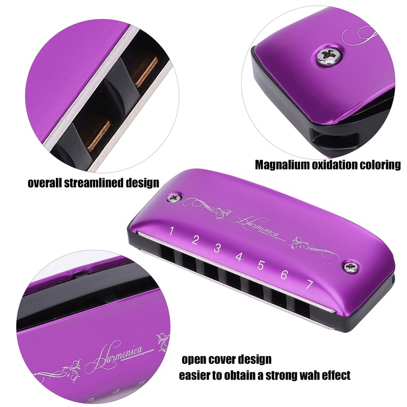 Harmonica 7-Hole Mini Blues Student Adult Beginner Playing Color Mouth