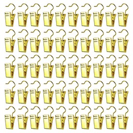Hyamass 50pcs Metal Hook Clips Hanging Curtain Clip Hanger Wire Holder Home Decoration, Photos, Art Craft Display (Light Gold)