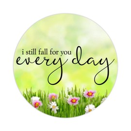 100pcs Vinyl Peel and Stick Circle Decals,I Still Fall for You Every Day Labels Stickers with Inspirational Quotes for Laptop Envelope Seals Jar Water Bottles Goodie Bags Packaging 3in