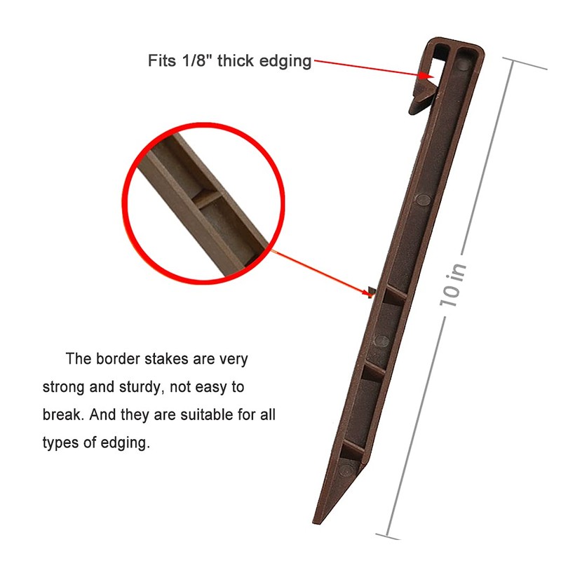 30 PCS Brown Landscape Edging Garden Stakes, 10 Inch Landscaping