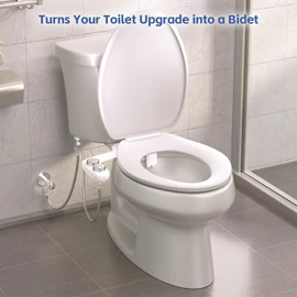 WATERLACE Ultra-Slim Bidet Attachment for Toilet - Dual Nozzle, Rear & Feminine Wash, Self-Cleaning, Adjustable Cold Water Pressure, Non-Electric Bidet Toilet Seat for Bathroom, Easy Install (Chrome)