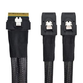 AoQhir Slim SAS SFF 8654 8i to Dual Mini SAS 4X 8087 Internal Server Cable – 12Gbps High Speed 32AWG Data Transfer Cord, 10 Ohm Impedance (1M)