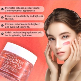Lanthome Collagen Jelly Cream For Face Skin Care Niacinamide &Freeze-Dried Hydrolyzed Collagen Anti-Aging Cream Face Moisturizer Cream,Moisturizes& Firmness & Elasticity Skin& Evens Skin Tone-50g