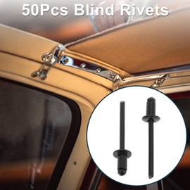 TUCKBOLD Dome Head Large Flange Blind Rivets Black 50 Pcs 4.8mm Grip Diameter 8mm Grip Length 9.5mm Flange Diameter Aluminum Alloy Iron