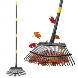 Rake, Gardening Rakes for Leaves Lawns Heavy Duty, 79 in Leaf Rake with 25 Clog-Free Tines, 18.5” Wide Large Head, Metal Garden Tools for Yard Quick Cleanup Garss, Debris, Detachable for Camping