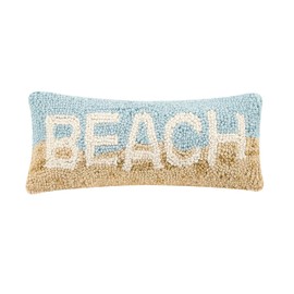 Peking Handicraft 30TG449C05OB Blown Filled Hook Throw Pillow, 12-inch Length, Wool and Cotton (Beach)