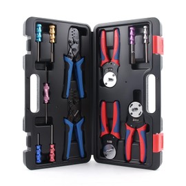 Newdeli 12Pcs Deutsch Crimp Tool Kit Weather Pack Crimpers Close Barrel & Open Barrel Crimper with Deutsch Pin Removal Tool Wire Crimping Connector Tool for DT Solid Contacts Molex Delphi Terminals