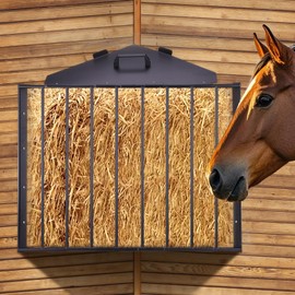 PKNYBZH Hay Feeder, 50 Gal Large Capacity Goat Hay Rack, Heavy Duty Galvanized Metal Wall Hay Feeder, Perfect Horse & Goat Hay Feeder, Hanging Hay Rack for Farm