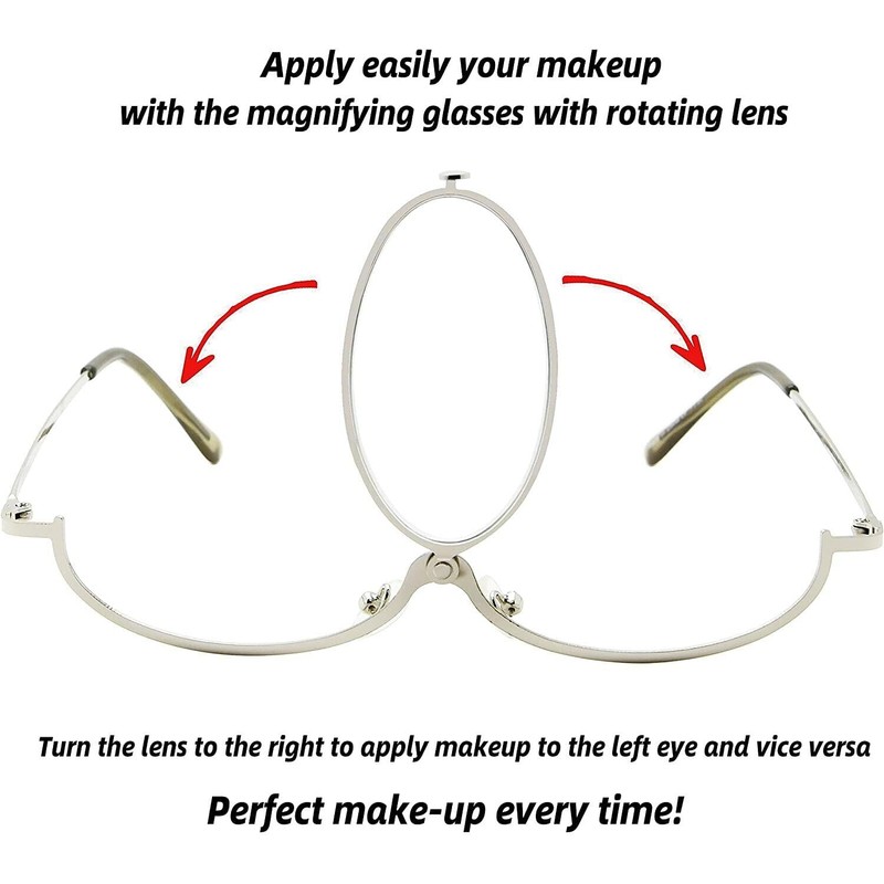 Makeup Glasses Magnifying Fold Flip Down Eye Makeup +1.5 +2.0