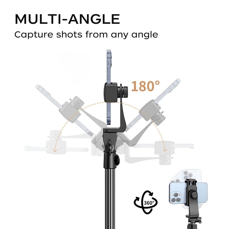 Adjustable Phone Tripod Stand, Extendable Height with Stable Base, Black