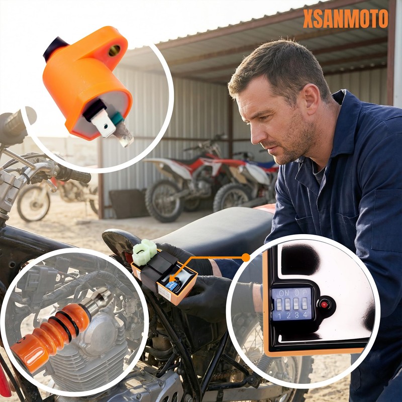 XSANMOTO Racing AC CDI Box,Ignition Coil,Spark Plug,Ignition Trio Kit,Kit for