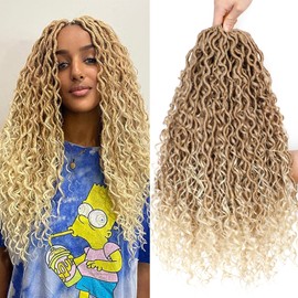 Boho Goddess Locs Crochet Hair, Goddess Locs Crochet Hair 18 Inch Boho Locs Crochet Hair Boho Hippie Locs Crochet Hair Curly Faux Locs Crochet Hair River Locs For Women (18 Inch (Pack of 9), 27/613)