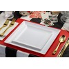 Exquisite Disposable-White-Plastic-Plates-Square Linear (40 Pack) Wedding Dinner Fancy Tableware Dishes