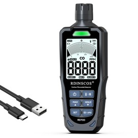 RDINSCOS Tragbarer Kohlenmonoxidmelder Wiederaufladbarer CO-Melder mit Akustischen & Optischen Alarmen, CO-Detektor für 0-1000PPM,Professionelle Sensor CO-Alarm für für Haus, Auto, Camping & Reisen