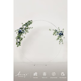 Ling's Moment Wedding Arch Artificial Flowers Ceremony Backdrop 4 Swags of Rose Arbor Decorations,Dusty Blue & Navy Outdoor Hanging Party Reception Floral Garland Arrangement Decor