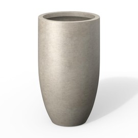 Kante 24 Inch Tall Round Concrete Planter, Large Plant Pots with Drainage Hole for Indoor Outdoor Plants, Modern Decor for Garden, Home, Patio, Porch, Weathered Concrete