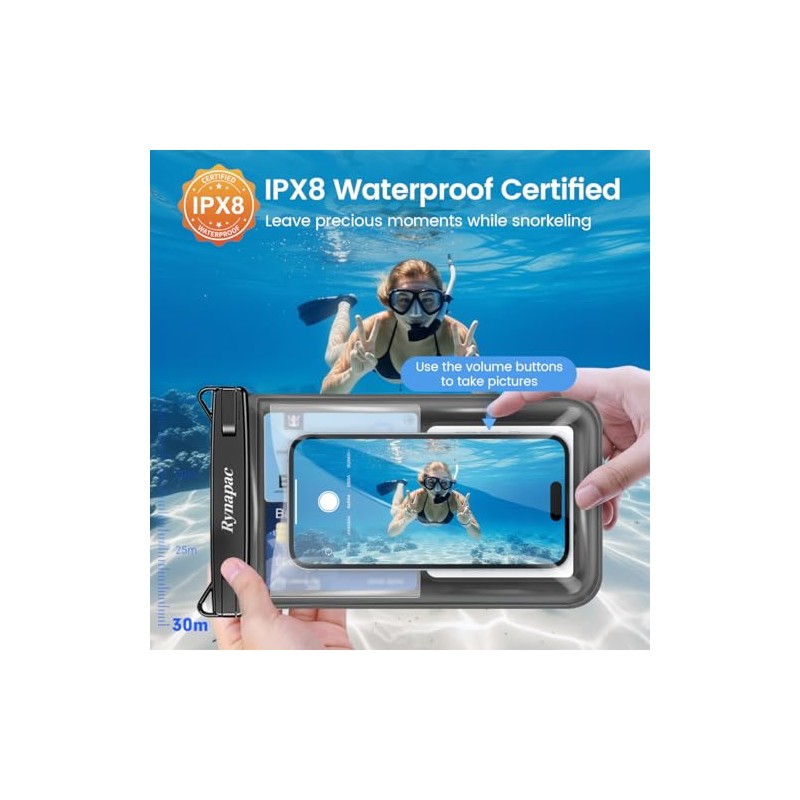 Rynapac Waterproof Phone Pouch - 2 Pack for iPhone &