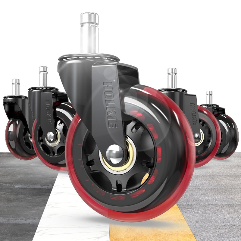 HOLKIE Gaming Chair Wheels - Silent Roller Blade Casters for