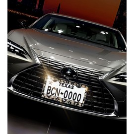 Mulixis Leopard Bedazzled License Plate Frames for Women Diamond License Plate Frame 2 Pack Rhinestone License Plate Holder Bling Stainless Steel Frame - High-End Gift Box Packaging