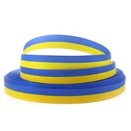 Ribbon Rolls 9mm x 5 Yards, Yellow Blue Craft Ribbons for DIY Bracelets Embroidery Flag Decorations, Trim and Crafting Supplies