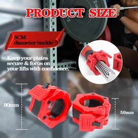 TOEECY Pack of 2 Dumbbell Clasps, 50 mm, Dumbbell Quick Release Barbell Clamp, Barbell Closure for Safe Training and Quick Change Weight Plates