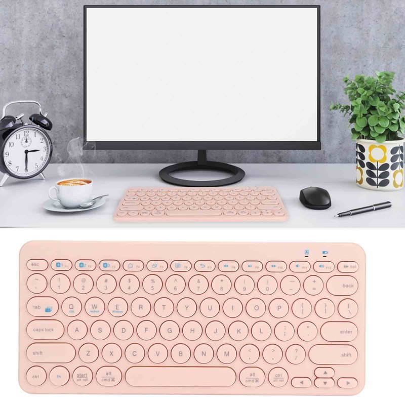 Wireless Keyboard 78 Keys Round Keycaps Slim Compact Retro Quiet