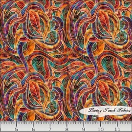 QUILTING TREASURES, PACIFICA, 28822-X, KELP SWIRLS, FABRIC, PRICED @ 1/2 YD