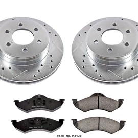 Power Stop K2139 Front Z23 Carbon Fiber Brake Pads with Drilled & Slotted Brake Rotors Kit