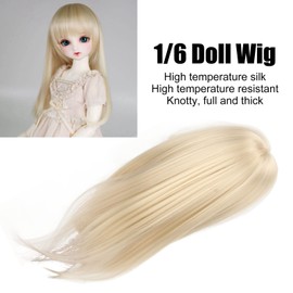 Pssopp Doll Wig, Exquisite Craftsmanship Doll Hair Wig 1/6 Ball Jointed Doll Wig for 15.5 to 17cm Doll Milk Gold Long Hair with Bangs Doll Wig