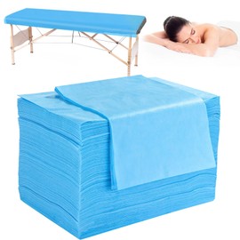 100PCS Disposable Massage Table Sheets, 71” x 31.5” Disposable Massage Bed Covers, Breathable Non-Woven Fabric Bed Sheets, Single Use Hygiene Sheet for SPA,Beauty Salons,Hotels (Blue, 71" x 31.5")