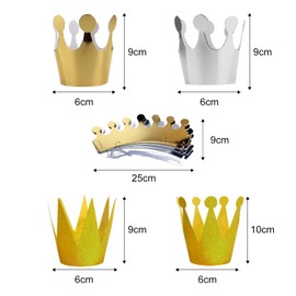 ZWZNBL 12 Decorative Crown Hats, Prince Princess Crowns, Gold and Silver Paper Crowns, Adjustable King Crown Party Hats for Golden Anniversary Party, Birthday, Celebration