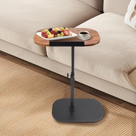 ALSKHEAS C-Shaped End Table Adjustable Height, 360° Swivel Side Couch Tables, Raise Laptop Desk for Living Room, Bedroom, Bedside, Small Spaces- 19.69''L x 12.99''W (Vintage)