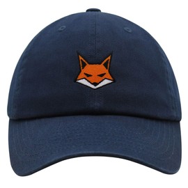JPAK Fox Face Premium Dad Hat Embroidered Cotton Baseball Cap Wild Animal Navy