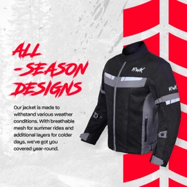 HWK Mesh Motorcycle Jacket Riding Air Motorbike Jacket Biker CE Armored Breathable (X-Large, Black)