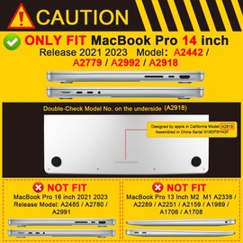 Batianda for New MacBook Pro 14 inch Case 2024 with M4 M3 M2 M1 Pro/Max Chip 2023 2021 Release, Heavy Duty Shockproof Hard Shell Protective Cover with Fold Kickstand & Keyboard Cover, Cyan
