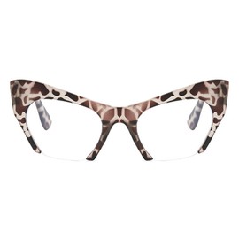 Cat Eye Reading Glasses for Women fashion half frame FrameComputer Readers Oversized Blue light Blocking Eyeglasses (leopard, 1.75, multiplier_x)