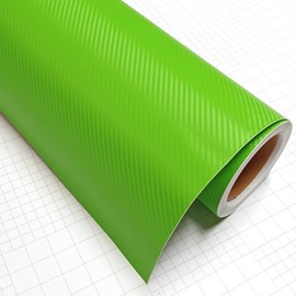 DIYAH 3D Green Carbon Fiber Film Twill Weave Vinyl Sheet Roll Wrap DIY Decals with Hand Tools (108" X 60" / 9 FT X 5 FT)