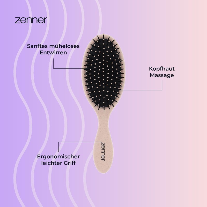 Zenner Lockenbürste für sanfte Entwirrung und Kopfhautmassage – Perfekt für