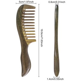 Beomeen Hair Comb Wooden Wide Tooth Combs for Curly, Detangling Natural Sandalwood Combs for Women and Men, Detangles Wet or Dry, Thin, Thick, Wavy or Straight Hair, Scalp Massager, Anti-static