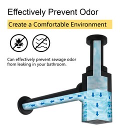 DEOLER Bathroom Sink Square Bottle P-Trap 1 1/4 Adjustable Basin Sink Waste Drain Trap Contemporary Basin Sink Bottle P Trap Decorative Wall Drainage, Matte Black