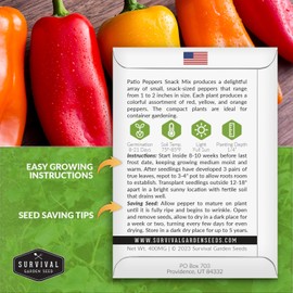 Snack Mix Patio Pepper Seeds for Planting - 1 Packet with Instructions to Plant and Grow Rainbow Lunchbox Peppers in Your Vegetable Garden - Non-GMO Heirloom Variety - Survival Garden Seeds