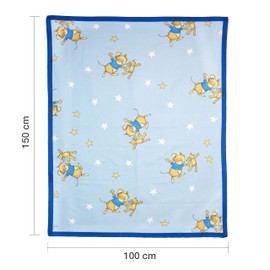 Leo Lausemaus Children's Cotton Blanket, Blue, 100 x 150 cm, Oeko-Tex® Certified, Lightweight Blanket Made of 100% Cotton, Suitable for Tumble Dryers, for Boys and Girls