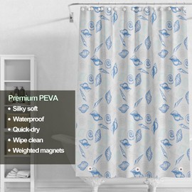 Plastic Shower Liner - Premium PEVA 4G Shower Curtain Liner with Rustproof Grommets and 3 Weighted Magnets, Waterproof Shower Curtain for Bathroom… (Whelk, 72”*72”)