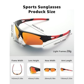DIUWEU Polarized Cycling Glasses,Safety Goggles UV400 Protection,Running Fishing Driving Hiking Ski Bike Glasses, Sports Sunglasses Revo Tac Outdoor Include 6 Colors for Men Women Youth