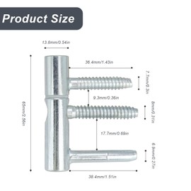 Door Hinge TIANLIN Pack of 2 Door Hinges for Wooden Doors, Galvanised, Drilling Tape Hinges Trident, Door Hinge Conical, Anti-Rust Coating, for Inner Doors, Wooden Door