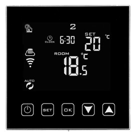 Wengart Weekly Programmable Thermostat WG603B,AC90~240V 3A Glass Panel Touch Buttons,for Adjusting Room Temperature with Window Opening Detection and Vacation Mode