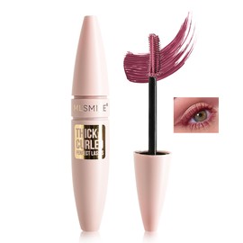 Burgundy Waterproof Mascara, Liquid Lash Extensions Mascara with Dual-Sided Brush, Great for Lengthening and Volumizing Eyelashes, Colored Tubing Máscara Fiber No Clumping, Long Wear, Smudge-Proof-04