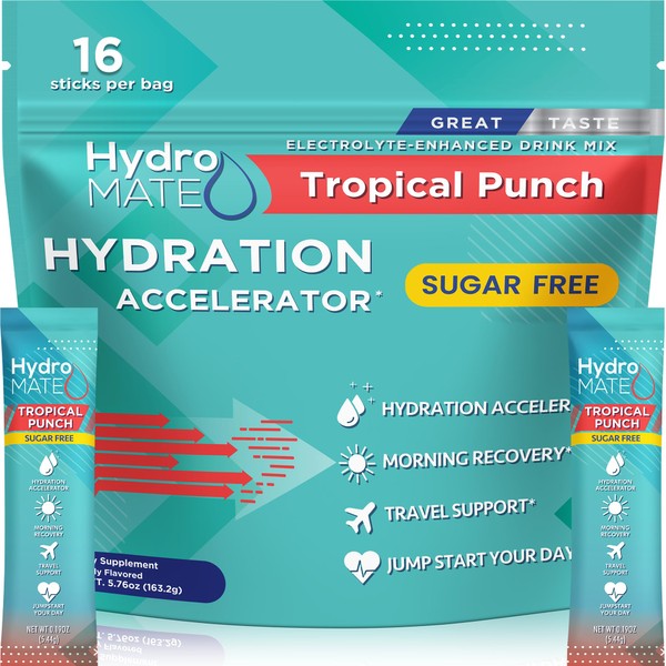 NatureWorks HydroMATE Electrolytes Powder No Sugar Tropical Punch Sugar Free
