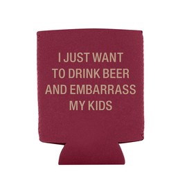 About Face Designs Bar + Drinkware Insulating Neoprene Drink Sleeve for Can or Bottle, Holds a 12-Ounce Can, Embarrass My Kids