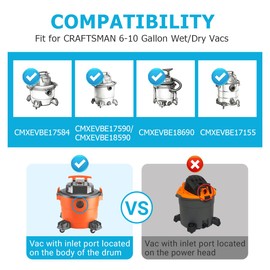 5 Pack 39970 Filter Bags Replacement for CRAFTSMAN 6 and 9 Gallon Shop Vacuums 17584/17590, CMXZVBE39970 Fine Dust Bags